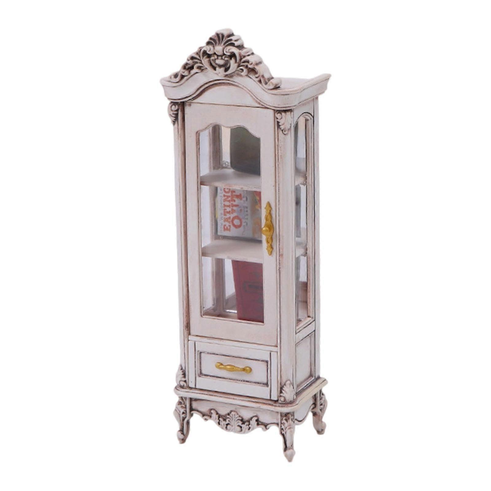 Traditional Style Miniature model Accessory Cabinet With Detachable Sections For Custom Layouts And Smooth Surfaces  Ivory white