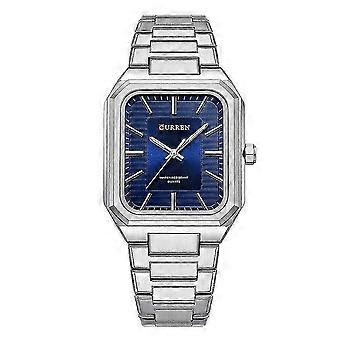 Curren 8457 Vierkant Heren Quartz Horloge Wit Schelp Blauw z