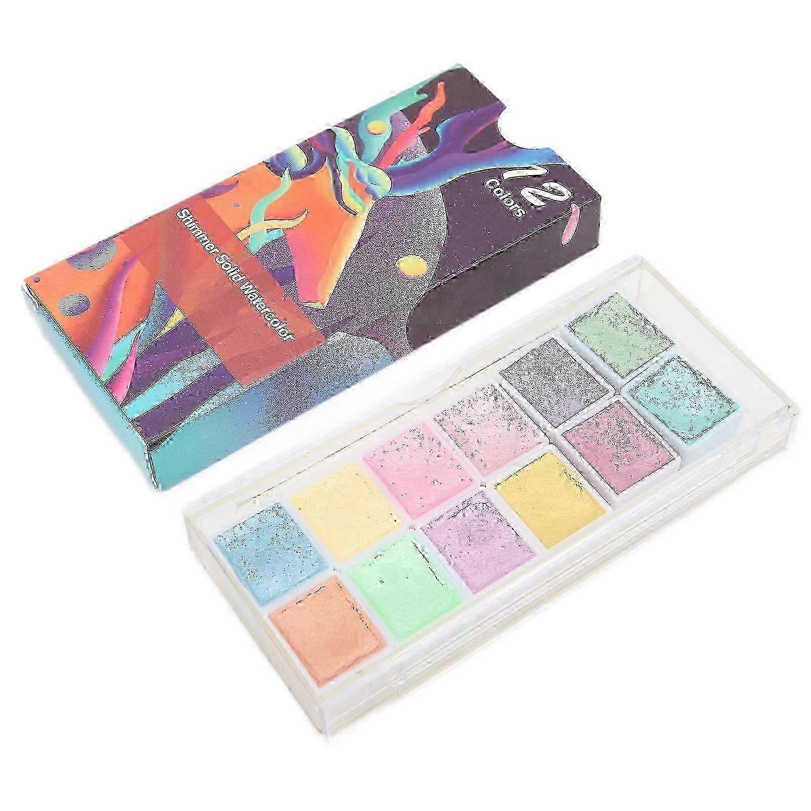 Watercolor Paint Set 12 Colors Good Transparency Diffusibility Impressive Gift Painting Tools for Graffiti