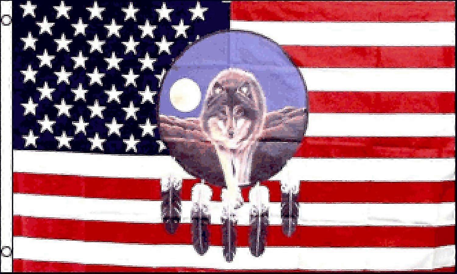 USA Dream Catcher Wolf Flag Mode A-3924