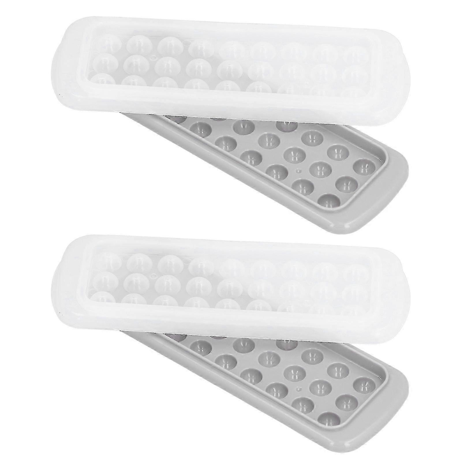 2Pcs 27 Grids 2 Layers Ice Ball Mold DIY Round Ice Cubes Maker Tray with Lid for Kitchen Bar