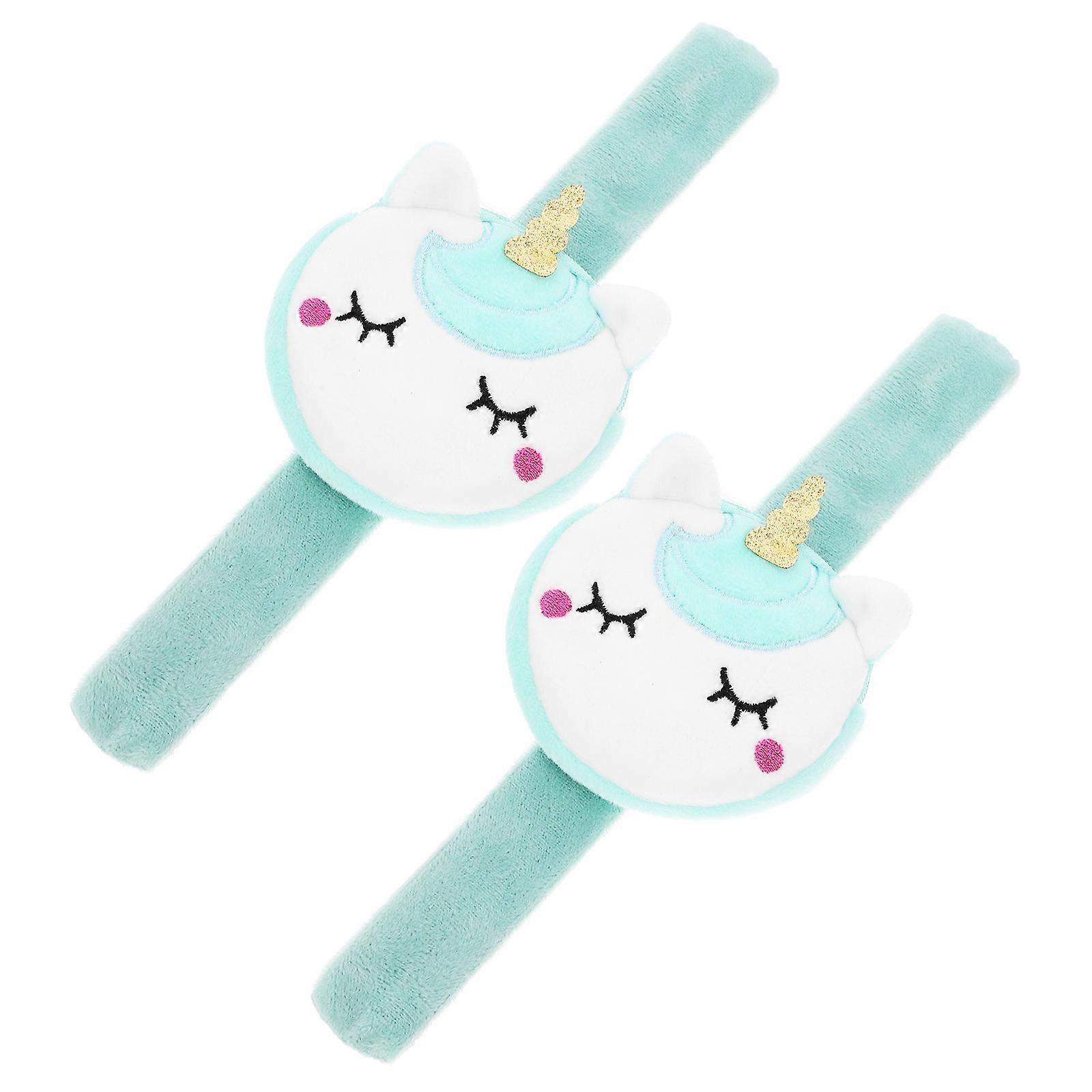 Unicorn Snap Bracelet Wearable for -Blue Plush Material Versatile 2Pcs