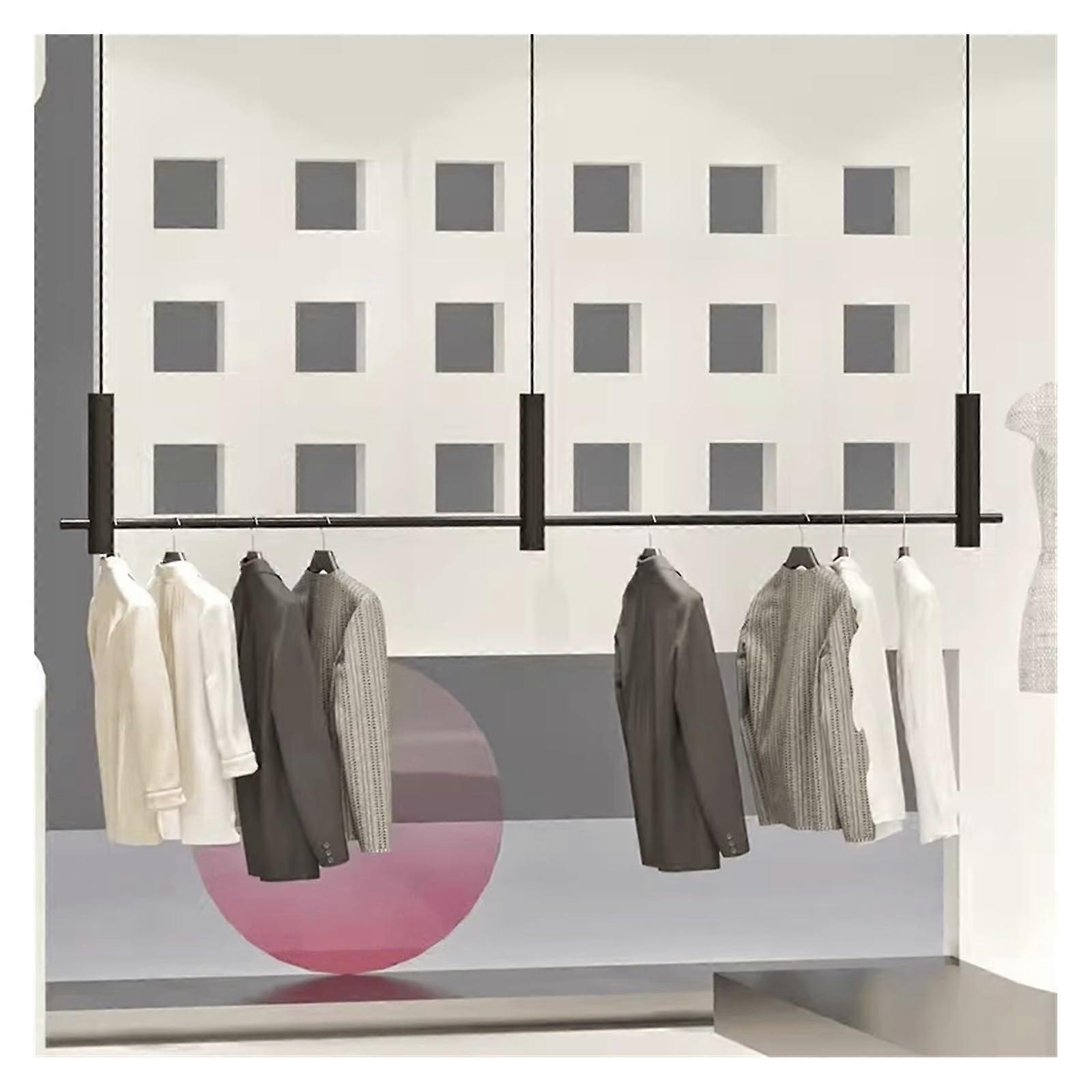 Ceiling Hanging Clothes Rack Adjustable Closet Organizer SpaceSaving Garment Bar for Retail Display 180cm