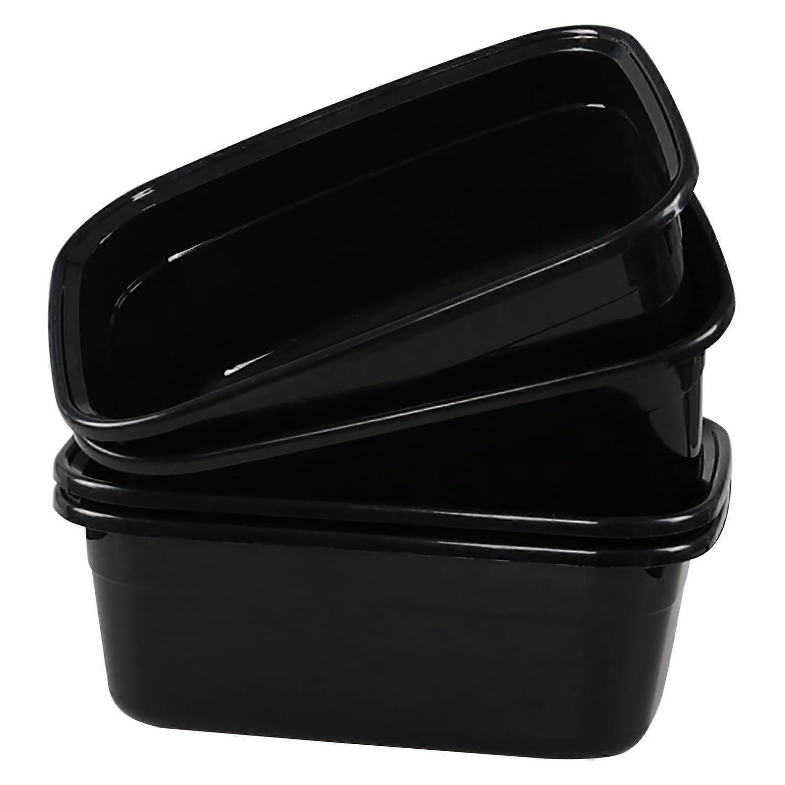 14 Quart Plastic Washing Basins Rectangle Dish Pans Black for Kitchen Cleaning 4 Pack