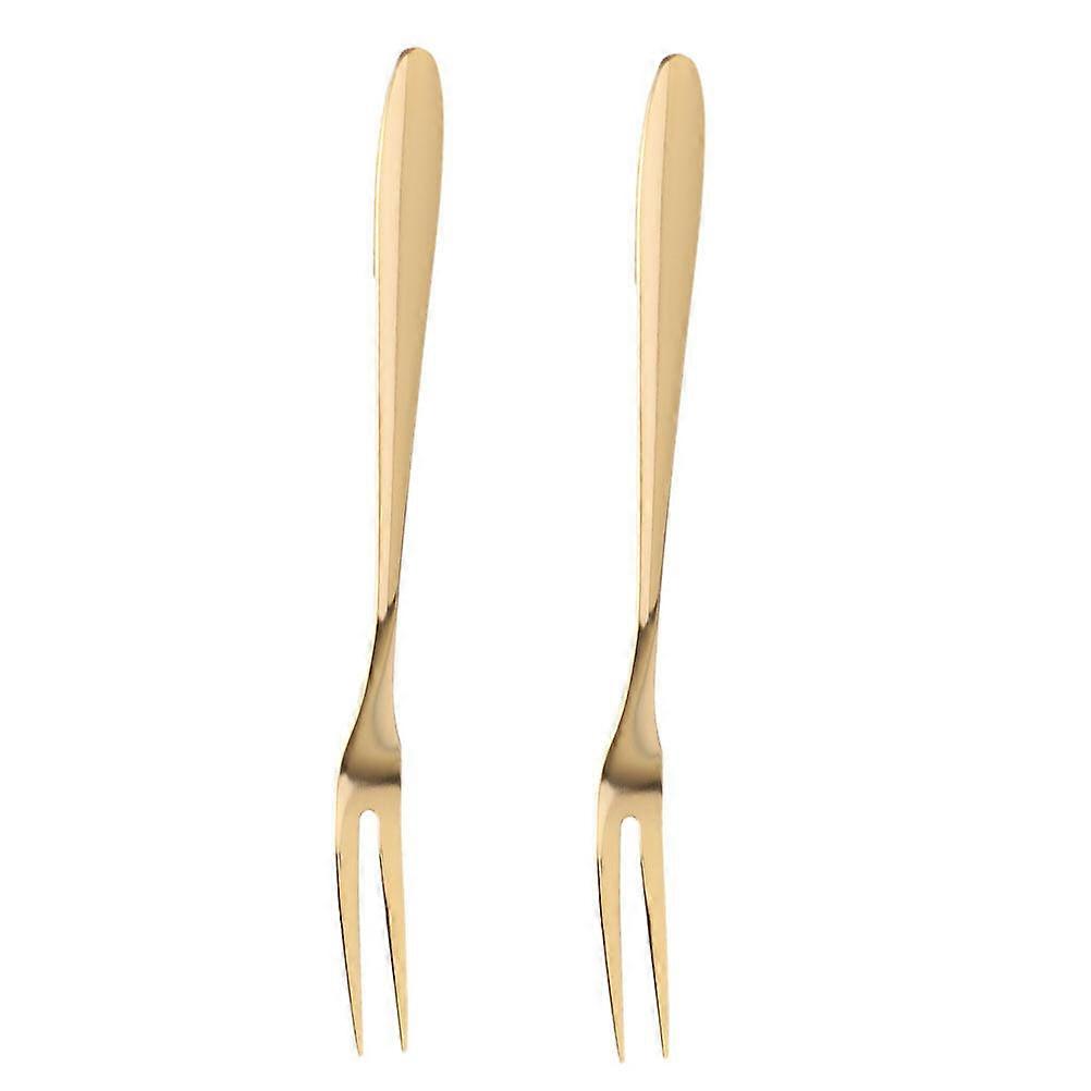 2Pcs Delicate Useful Stainless Steel Fruit Fork Cake Fork Exquisite Fork