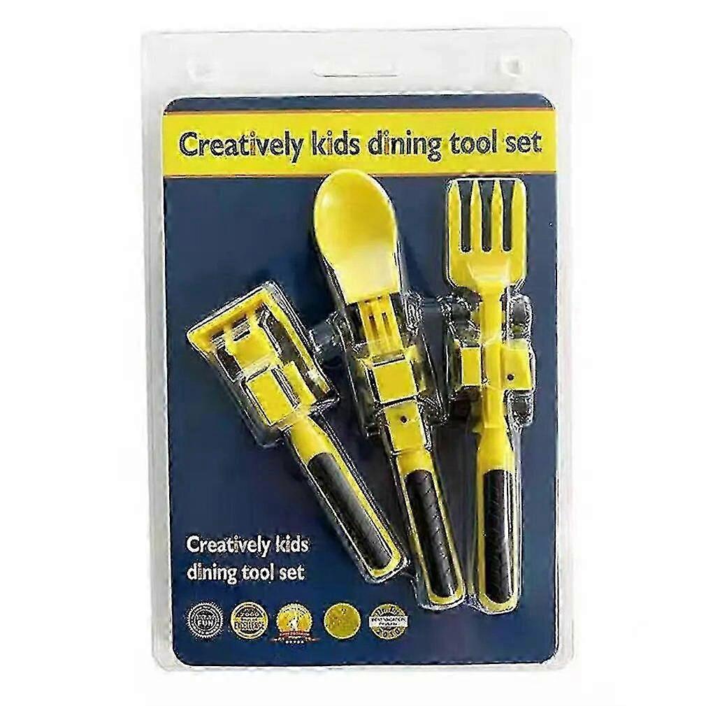 Construction Tableware Set - Bulldozer & Excavator Themed Interactive Fork & Spoon for Kids