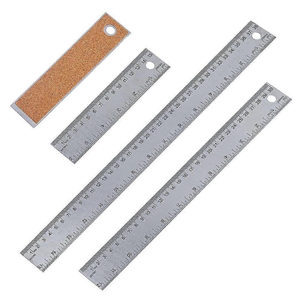 3Pcs 3 Styles Machinist Rulers Straight Edge Ruler Set Stainless Steel Rulers in 6 12 15 Inch Metal Ruler Kit for Engineering School Office Architect 