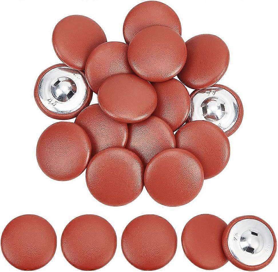 30 Pcs Leather Covered Button 28.5mm Metal Shank Round Sewing Buttons 1-Hole Crafting Botones para Tapicera Buttons for Knitting Upholstery Tufting DI