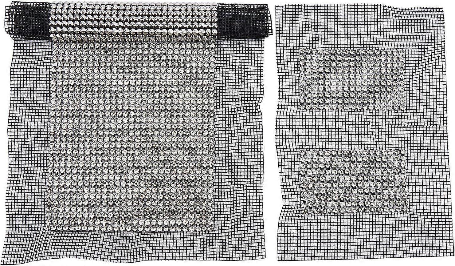 2pcs/Set Diamond Sparkling Rhinestone Mesh Sheet Bling Rhinestone Sheet for Glitter Purse Making