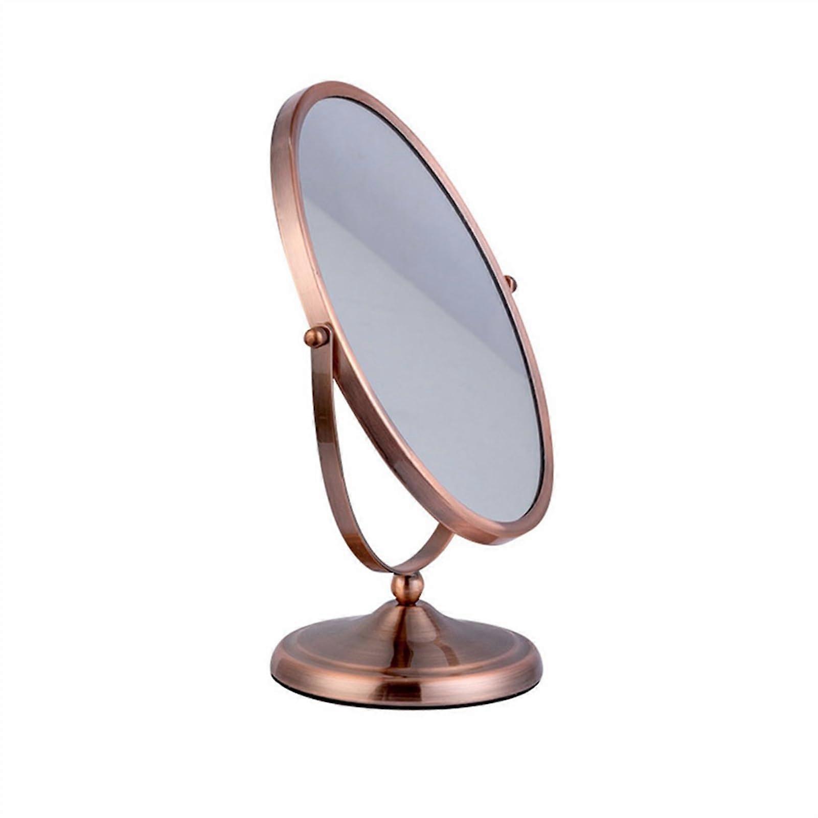 Vintage Metal Vanity Makeup Mirror with Adjustable Desktop Design and Clear Distortion Reflection