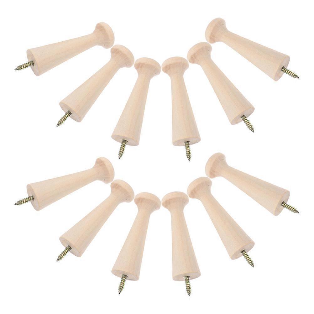 Shaker Wood Peg Hooks for Hanging Hats with 12Pcs Screw-on Hooks