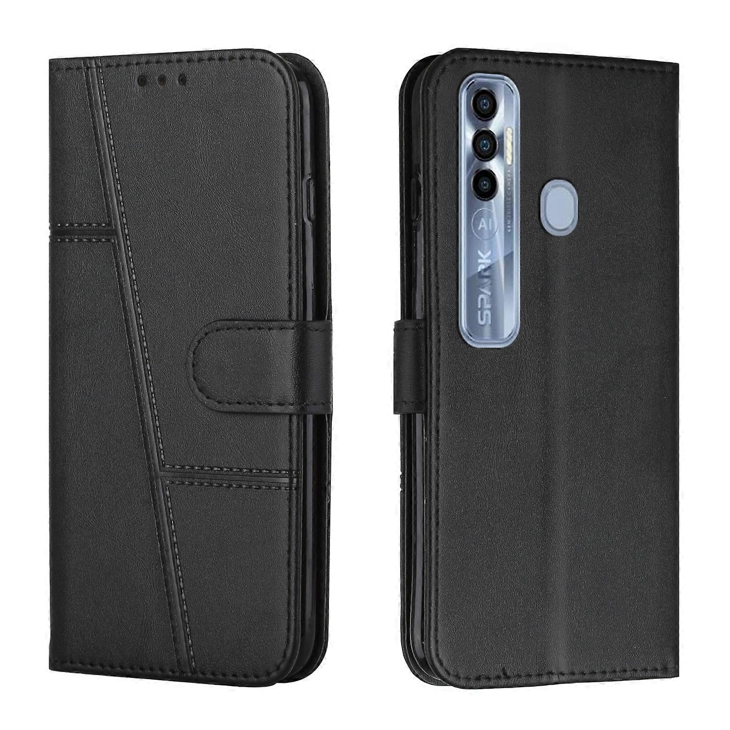 For Tecno Spark 7 Pro Stitching Calf Texture Buckle Leather Phone Case