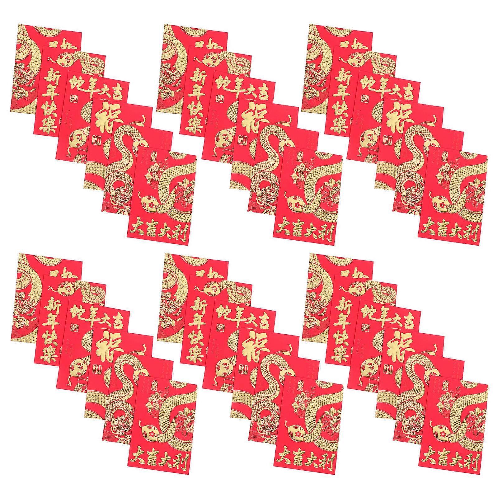 Traditional Paper Red Envelopes Snake Year Red Packets for Storage 36Pcs