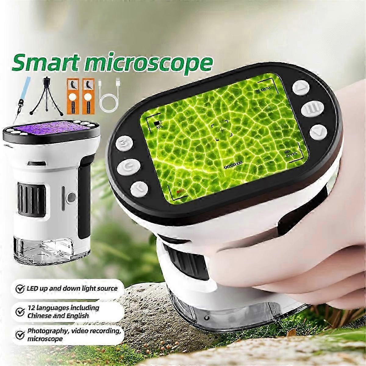 1000X Handheld Microscope for Kids 4K 2.0In Screen Rechargeable Pocket Digital Microscopes Magnifying Lenses Microscope