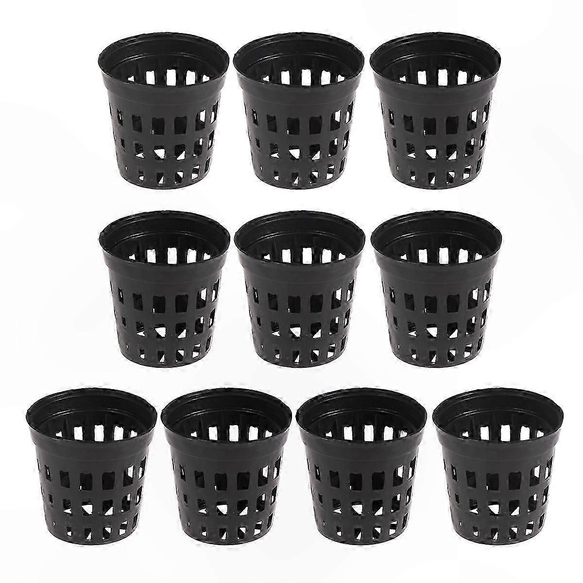 10 Pack Plastic Planting Baskets for Aquarium Decor - Medium Size Black