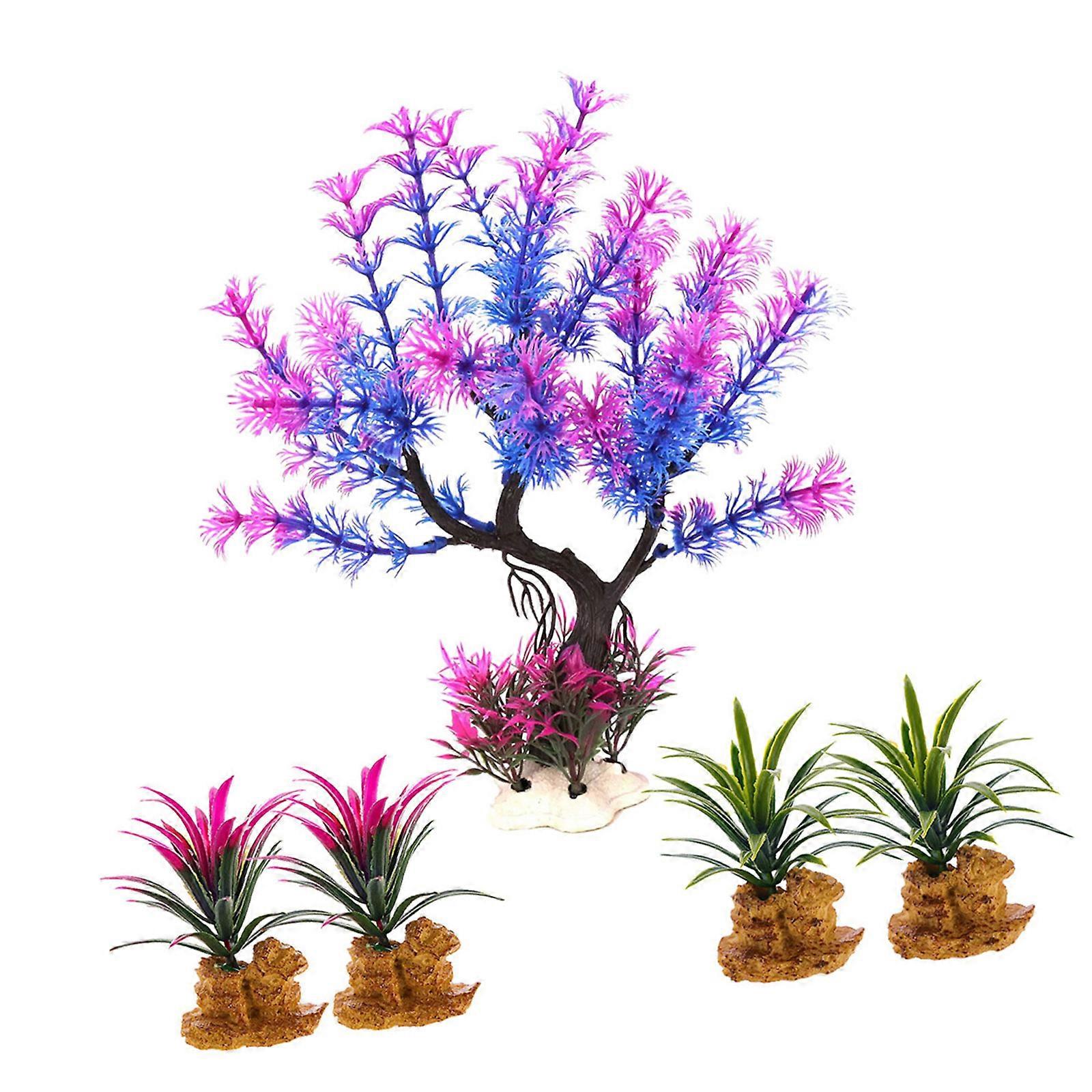 Aquariums Decoration Realistic Green Plant Artificial Moss Tree with Base for Fishtanks Home Use and Office Desk Decors Multicolor