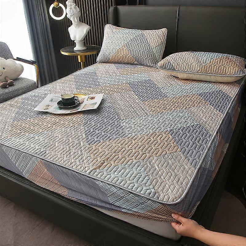 Cooling Silk Fitted Sheet Set with Deep Pockets and Pillowcases for Kids Bed 120x200cm Khaki