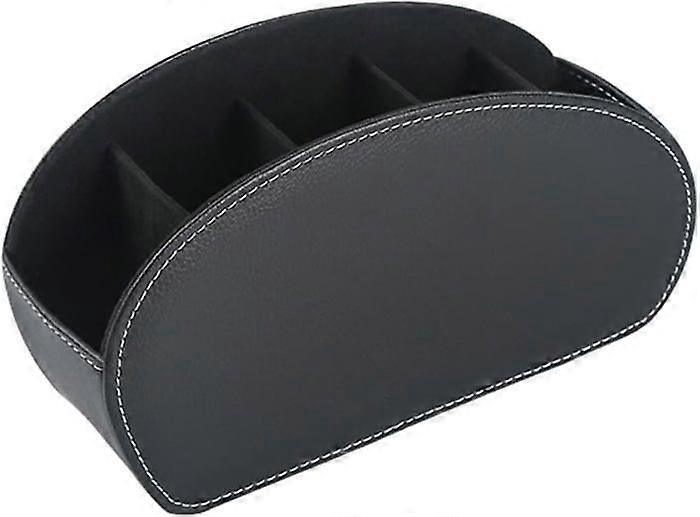 Leather Remote Control Holder with 5 Compartments TV Remote Caddy Storage Box/Tray|Desktop Organizer Store Controller|Glasses