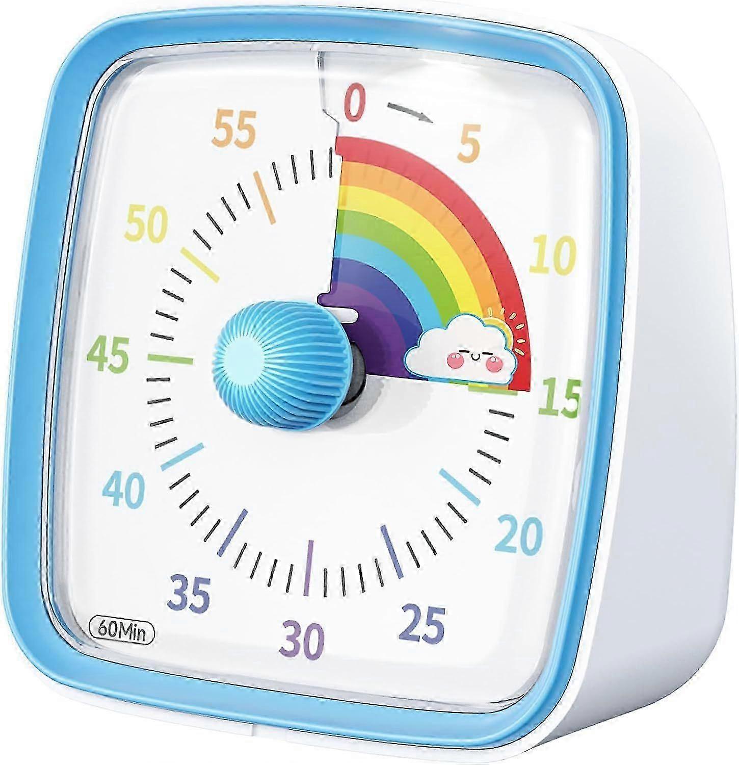 Visual Timer with Night Light, 60-Minute Countdown Timer for Kids and Adults, Silent Classroom Timer, Pomodoro Timer with Rainbow Pattern for Home