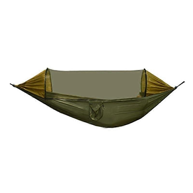 Outdoor Camping Hammock with Mosquito Net and Poles, Quick Automatic Setup Nylon Design