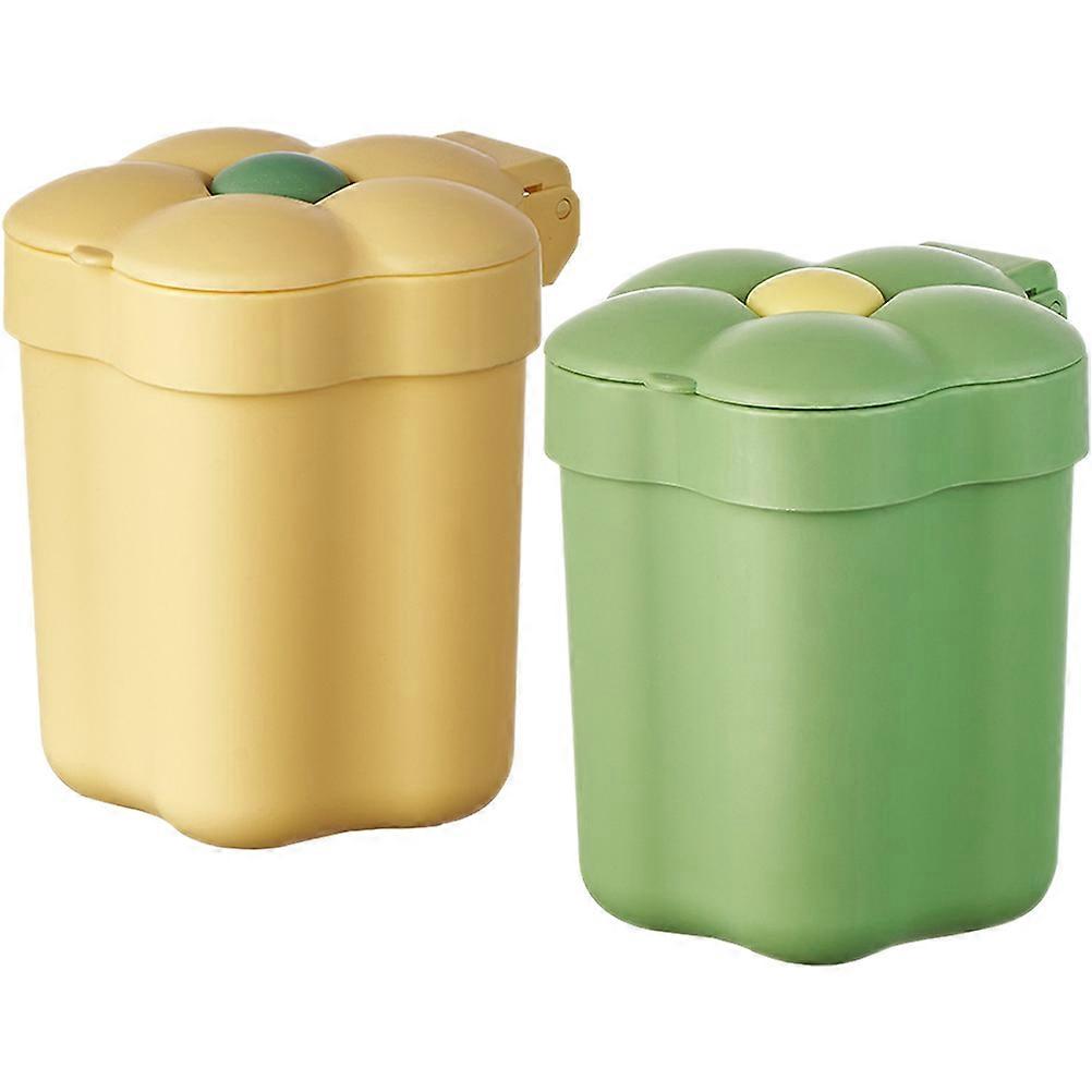 Flower Trash Can Cartoon Desktop Waste Container for Office 2Pcs