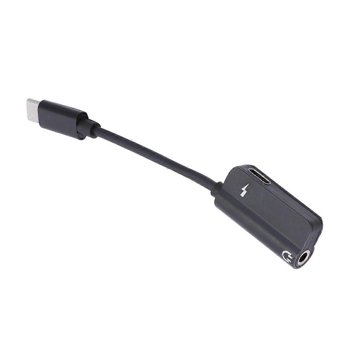 Type C to 3.5mm Earphone Adapter for Phone with 2-in-1 Function Black