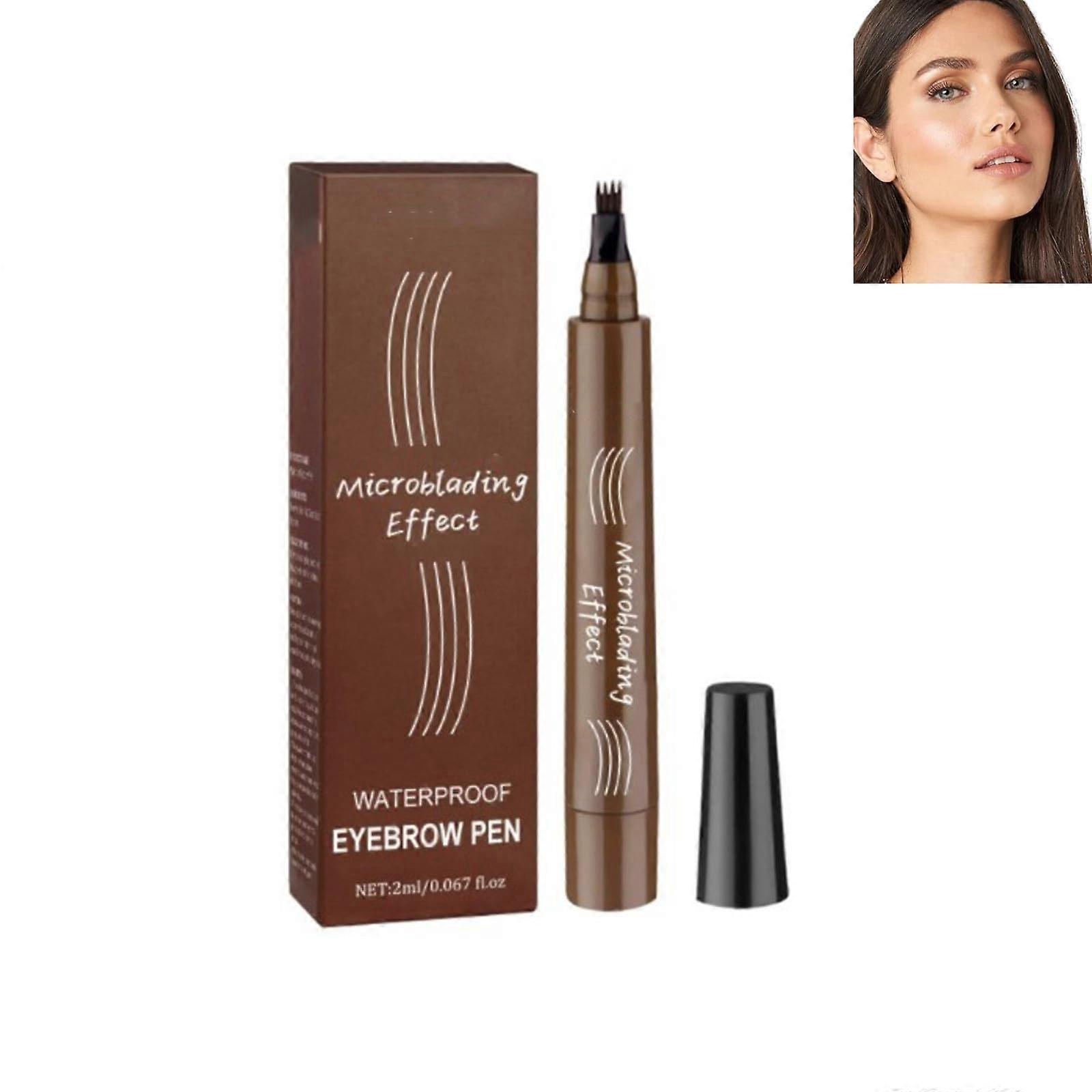 Microblading Eyebrow Pen with Precision 4 Fork Tip, Waterproof Long Lasting Natural Brow Pencil
