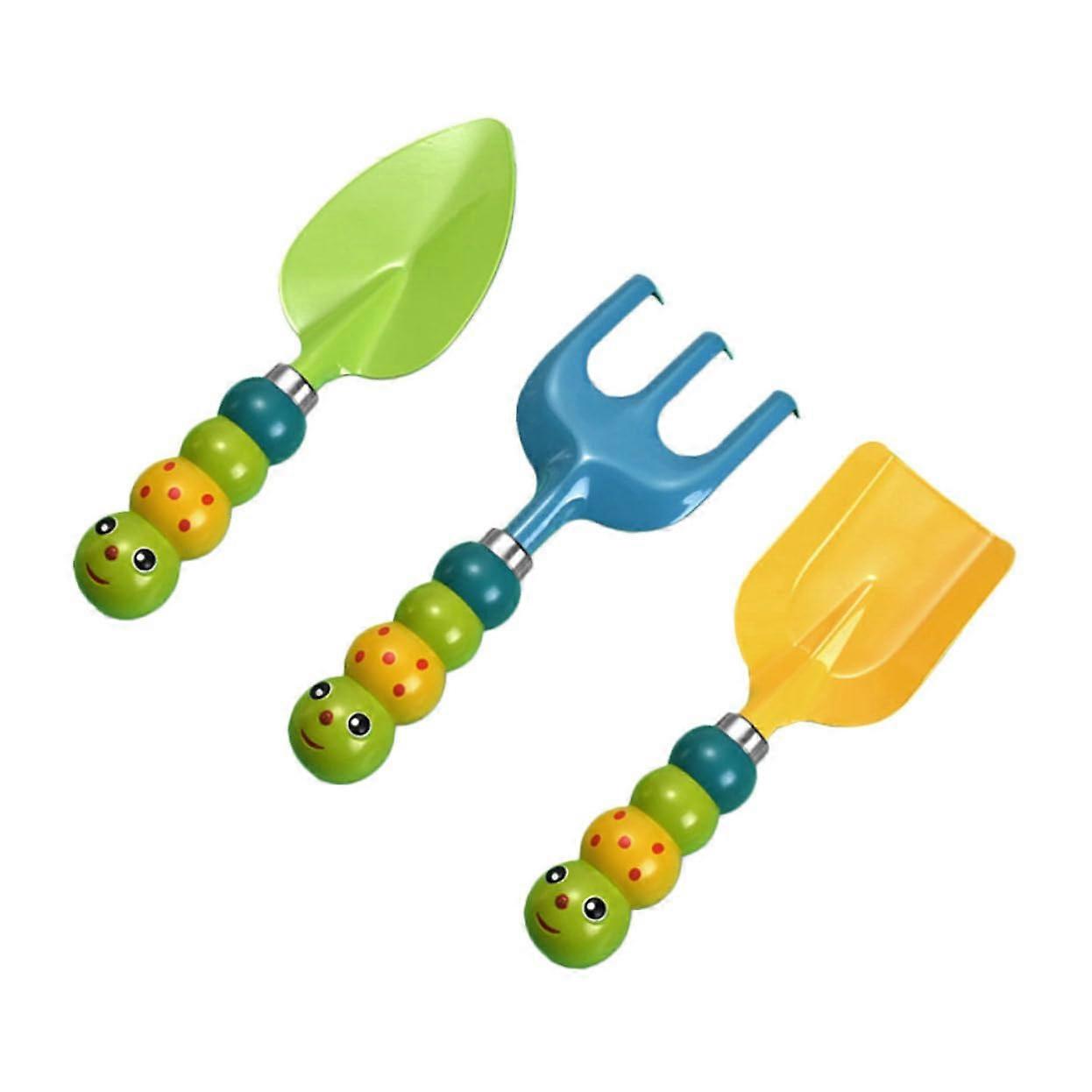 3pcs Garden Tool Set with Durable Shovel Rake Trowel for Kids Beach and Gardening Play