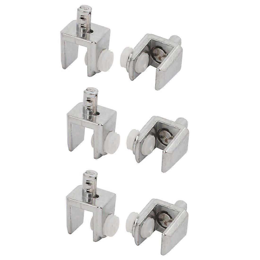 Adjustable Glass Clamp 48.5mm Silver Metal Shelf Bracket Holder Clips 6pcs Secure Mounting