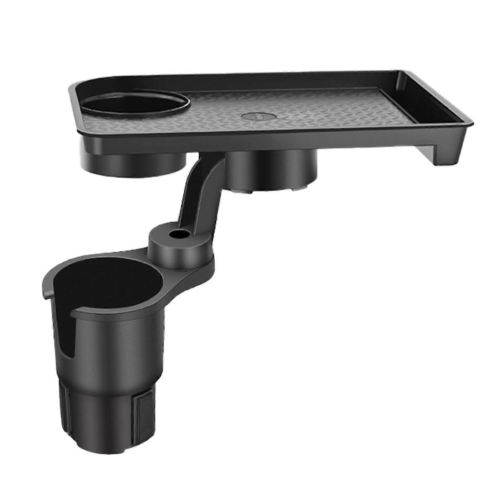 Car Cup Holder Tray with 360° Rotating Table, Adjustable Expander for Drinks and Snacks