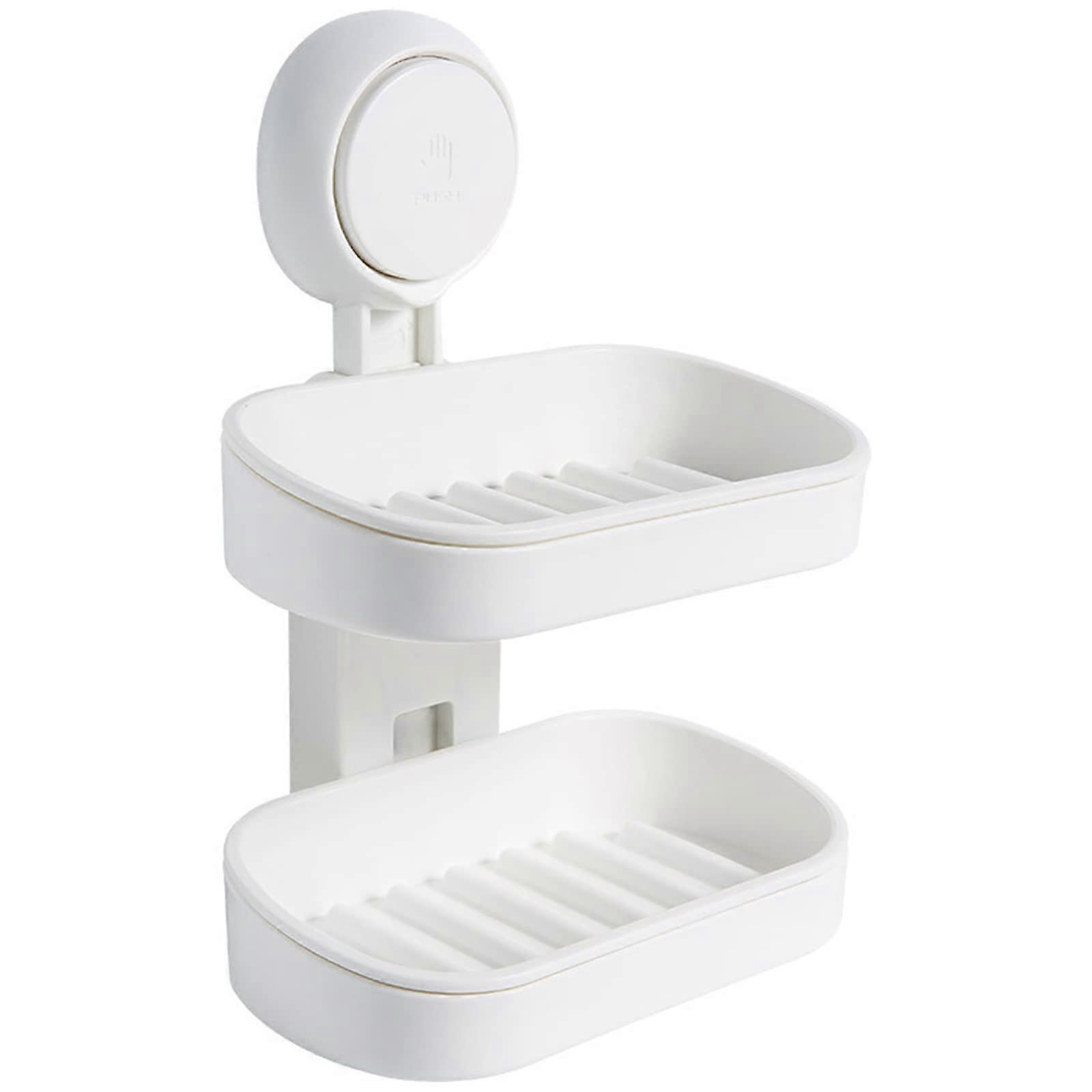 Wall Mounted Double Layer Soap Dish Rack Space Saving Bathroom Soap Holder for Home Organization