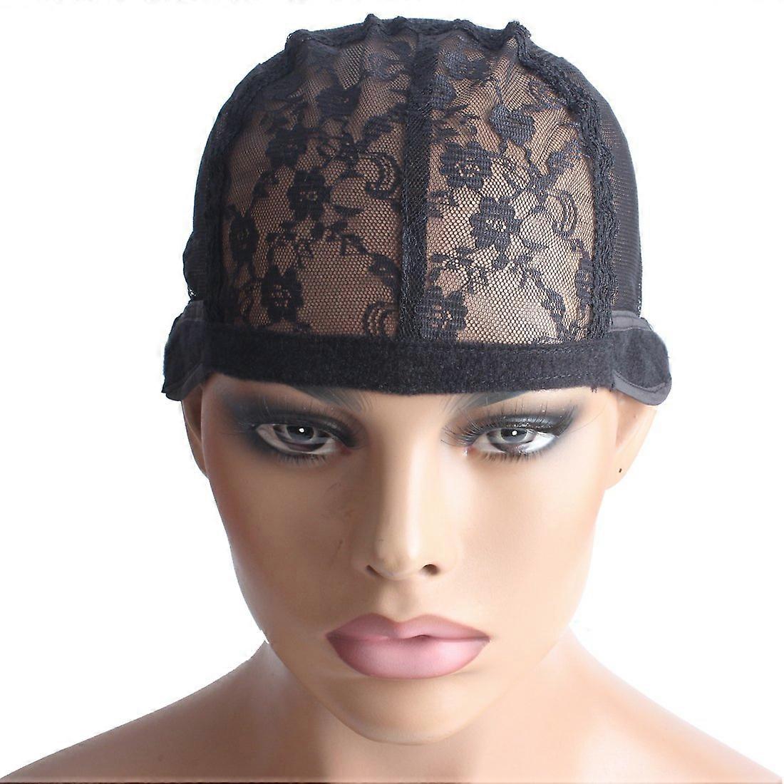 Medium Lace Front Wig Making Cap with Adjustable Straps Black Breathable Stretch Net