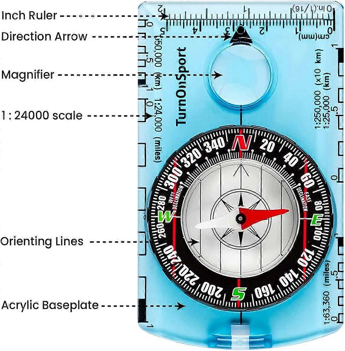 Orienteering Compass Hiking Backpacking Compass | Advanced Scout Compass Camping