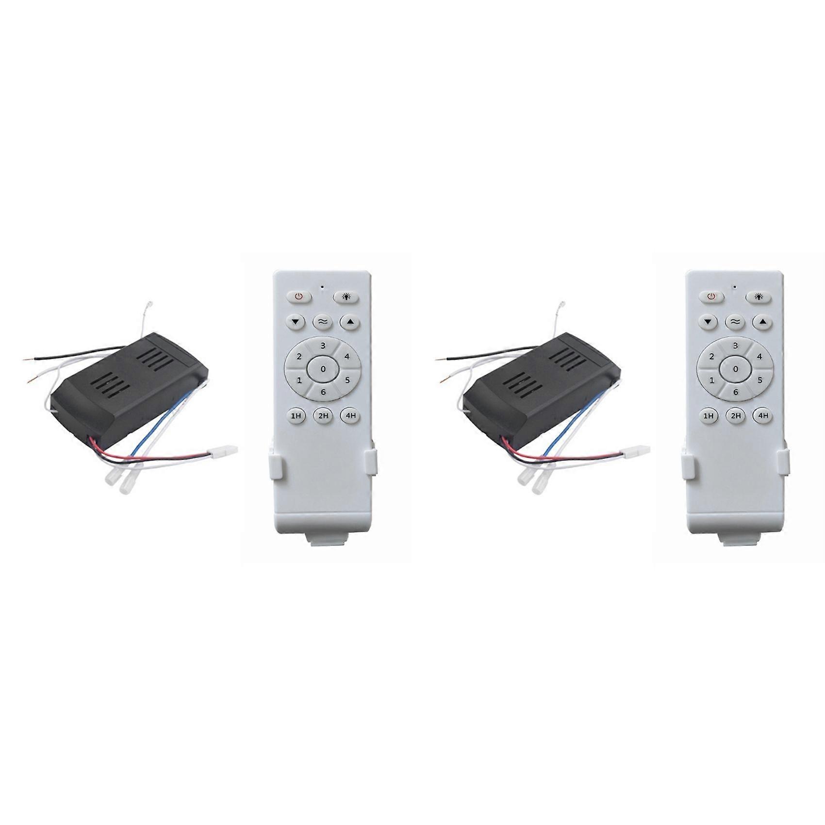 2X Universal Ceiling Fan Remote Control Kit Low Voltage 50w Dc Fan Light Driver Controller 6-Speed & Timing Remote