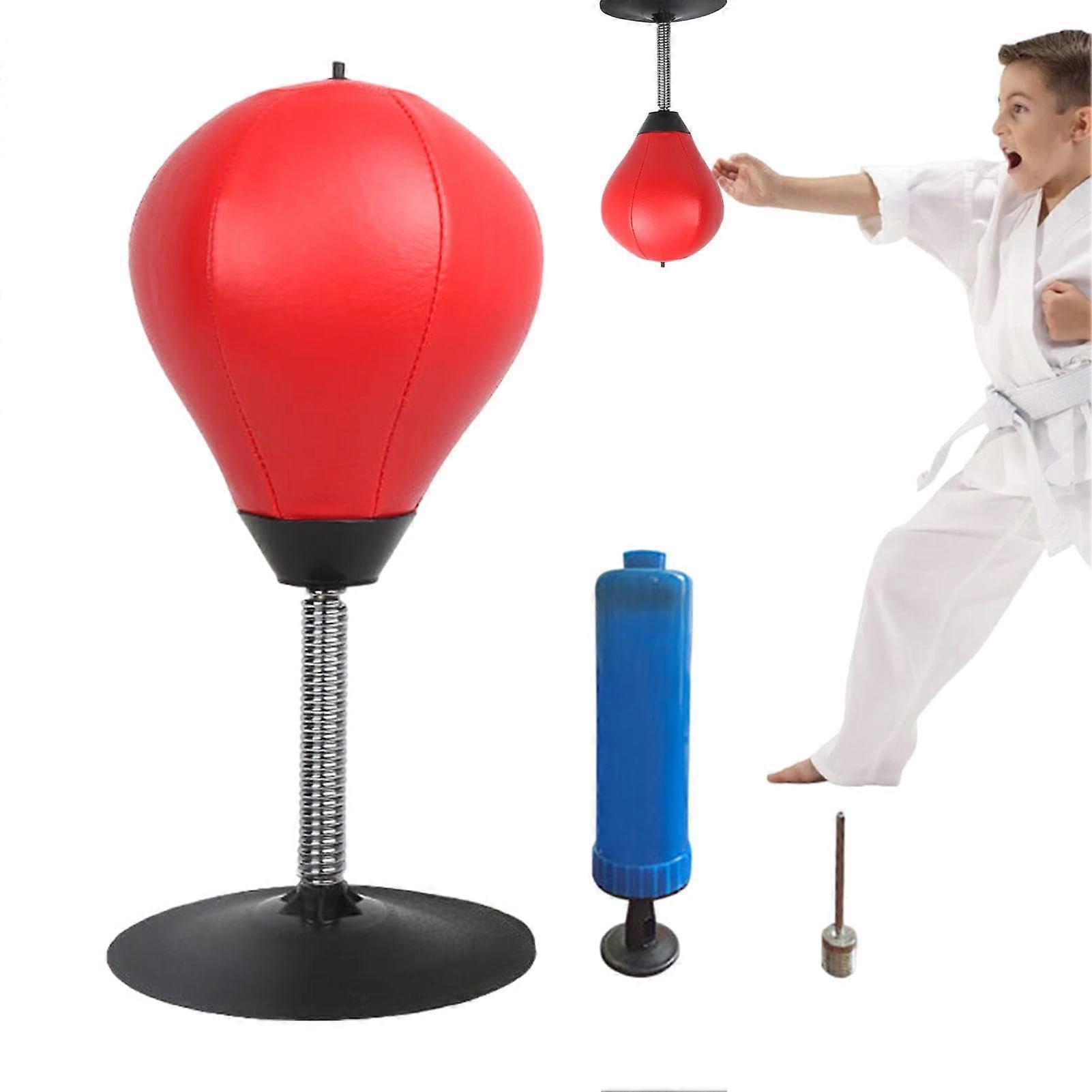 Kids Punching Bag with Suction Cup for Reflex Training, 360° Spring Design, Confidence Boost Exercise, Red