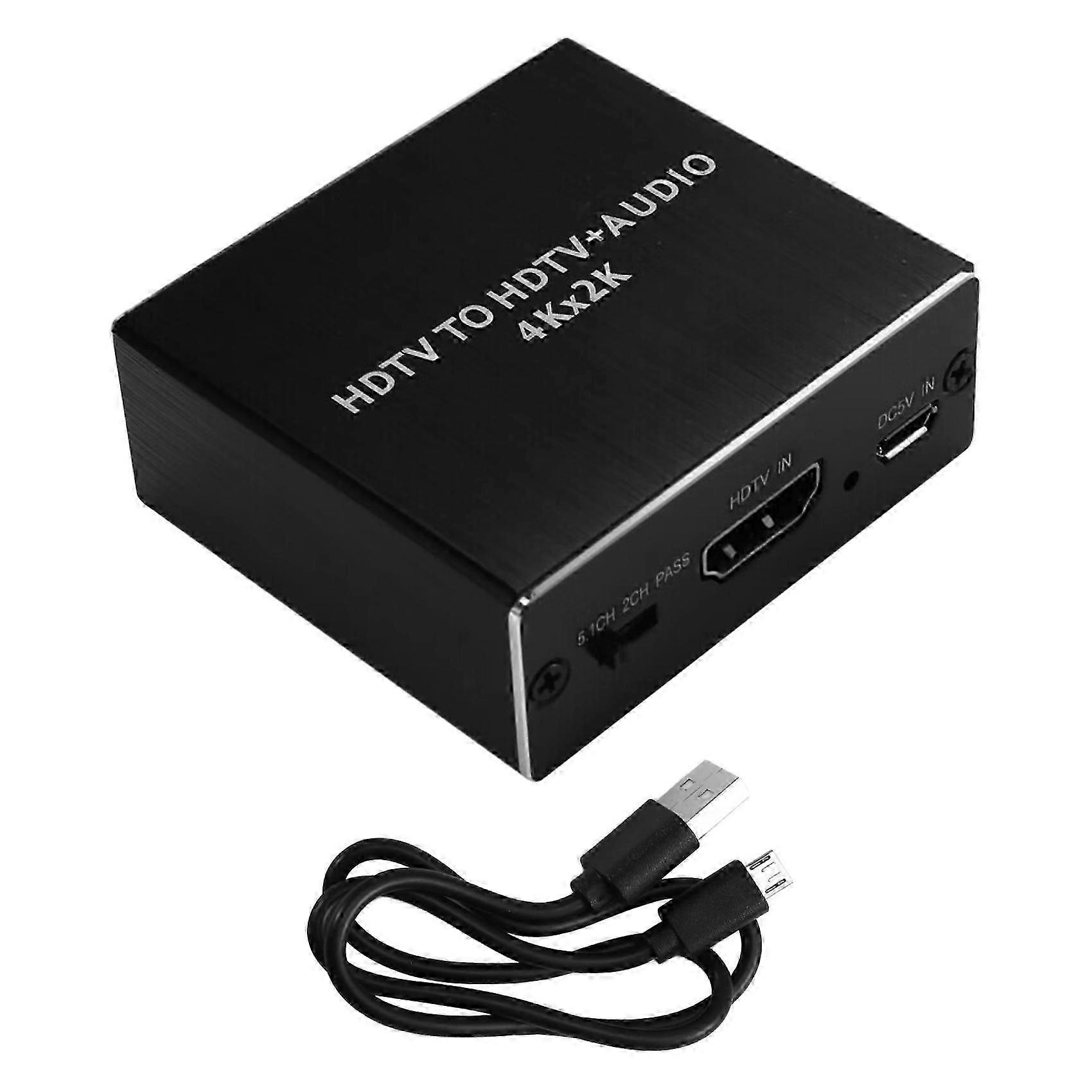 HDMI-Compatible Audio Extractor Converter with 3.5mm Stereo Audio Splitter Metal Adapter