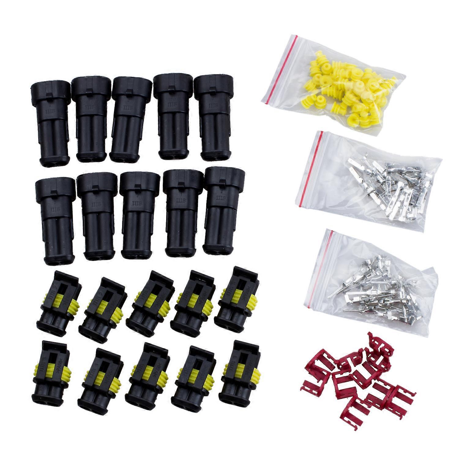 10 Kit 2 Pin Way Waterproof Electrical Wire Connector Plug