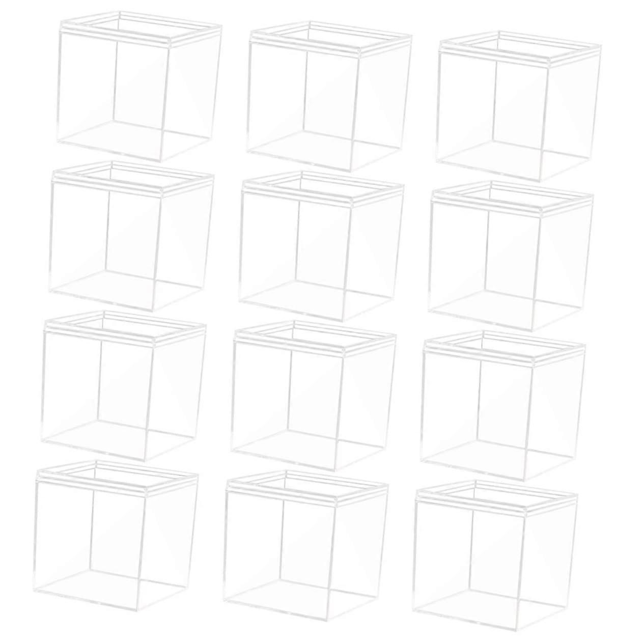 Clear Plastic Storage Boxes with Lids, Stackable Cube Display Case for Candy, Jewelry and Collectibles
