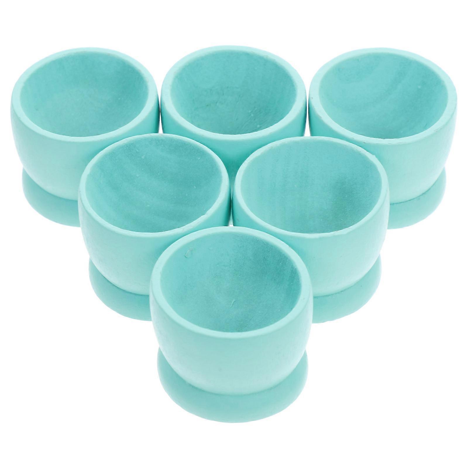 Wooden Easter Egg Cups for Storage 6Pcs Light Green Decorative Holders