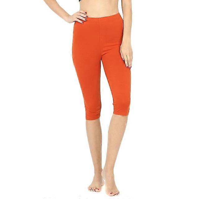 Plus Size Essential Basic Cotton Spandex Stretch Below Knee 15" Length Leggings