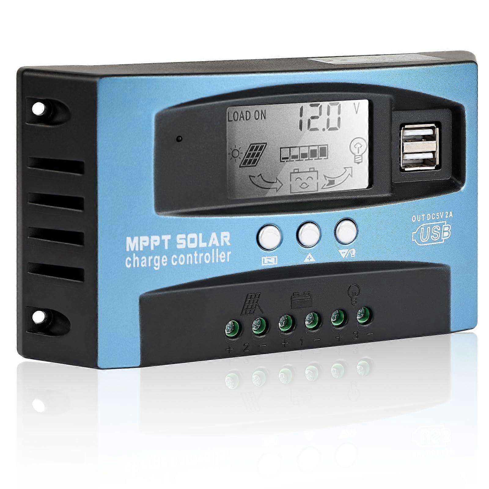 60A MPPT Solar Charge Controller 12V 24V Auto with Dual USB LCD, 99% Efficiency, OffGrid