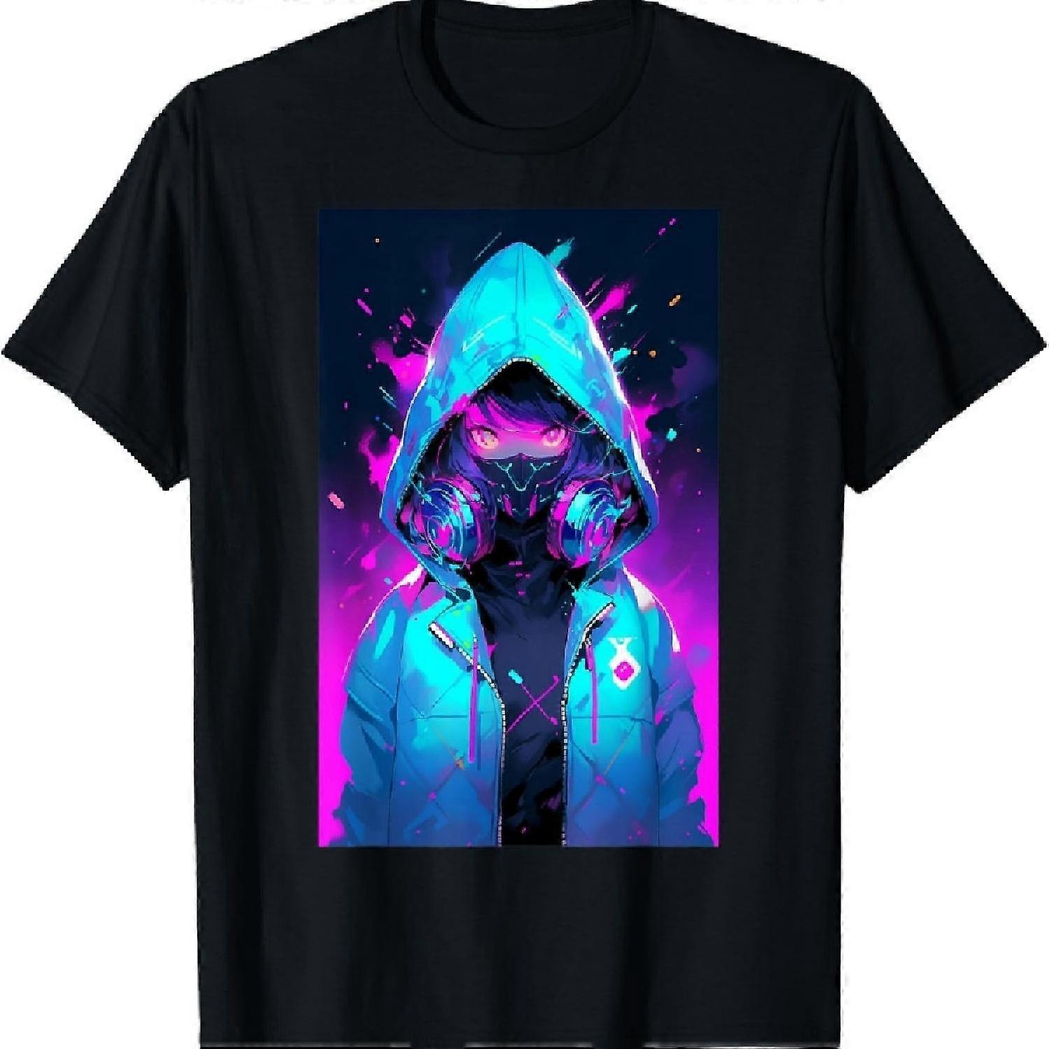 Anime-flicka Cyberpunk-t-shirt