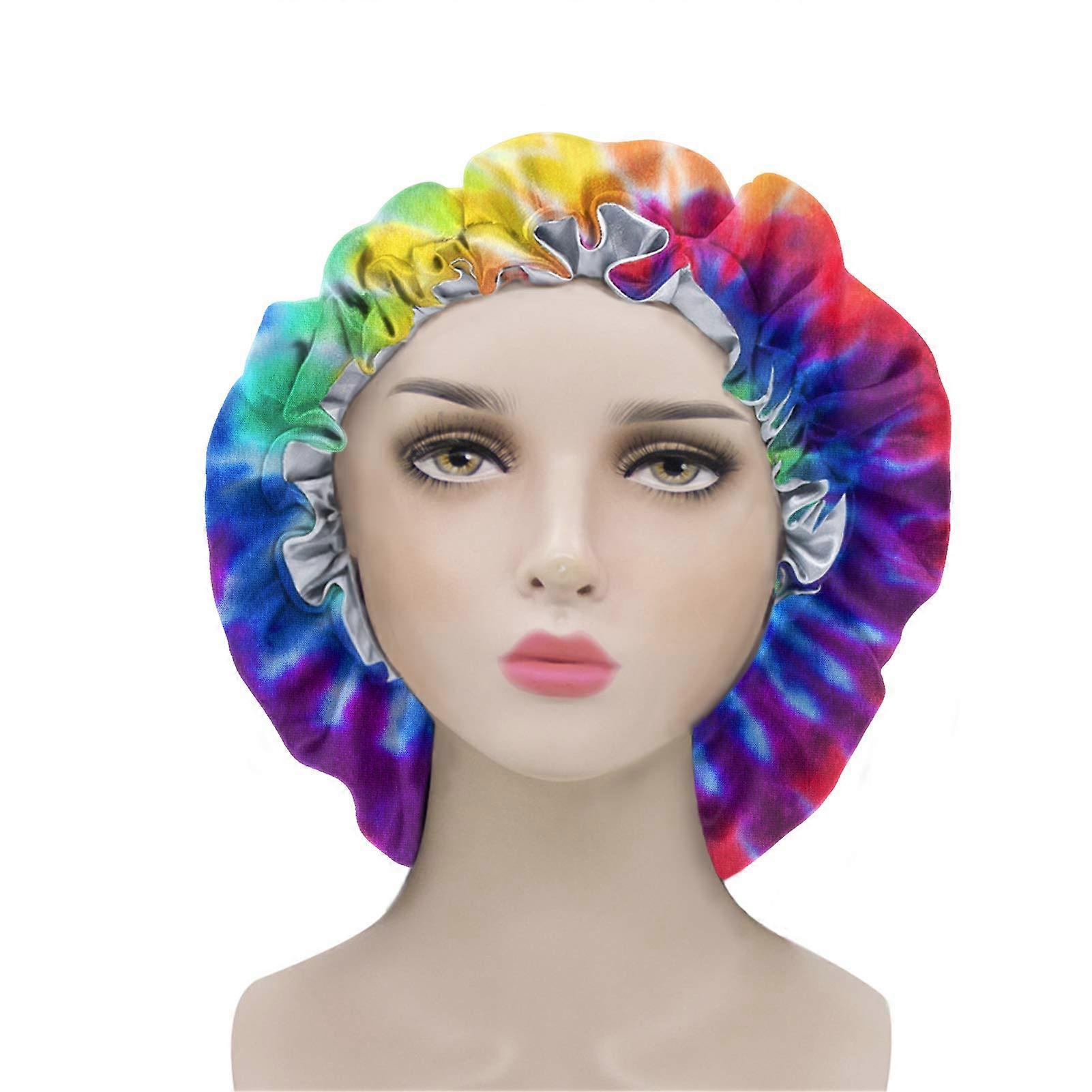 Extra Large Double Layer Reversible Satin Sleep Bonnet with Adjustable Drawstring for Women