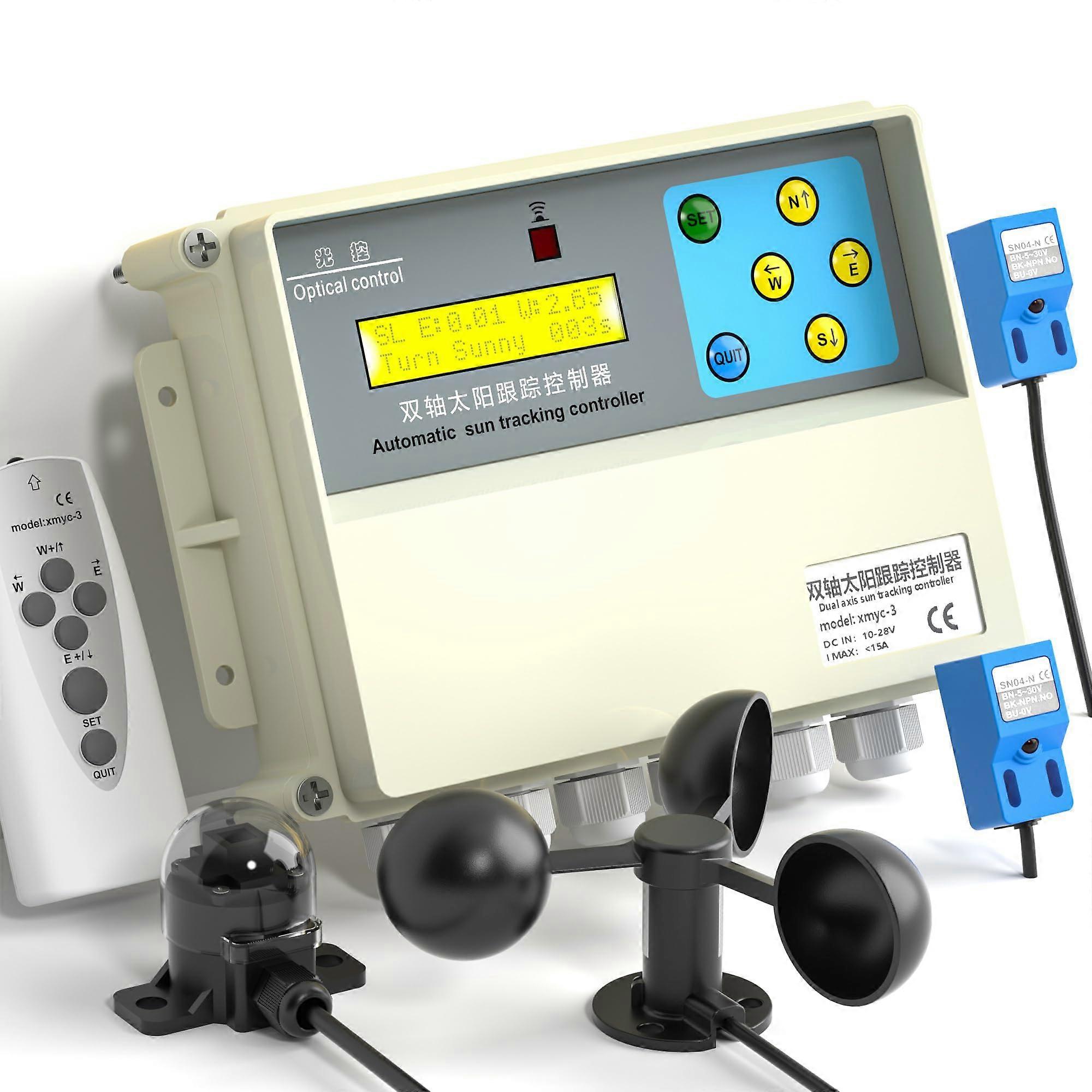 Dual Axis Solar Tracker Controller Kit with Automatic Sun Tracking, Wind Speed Protection and Remote Control