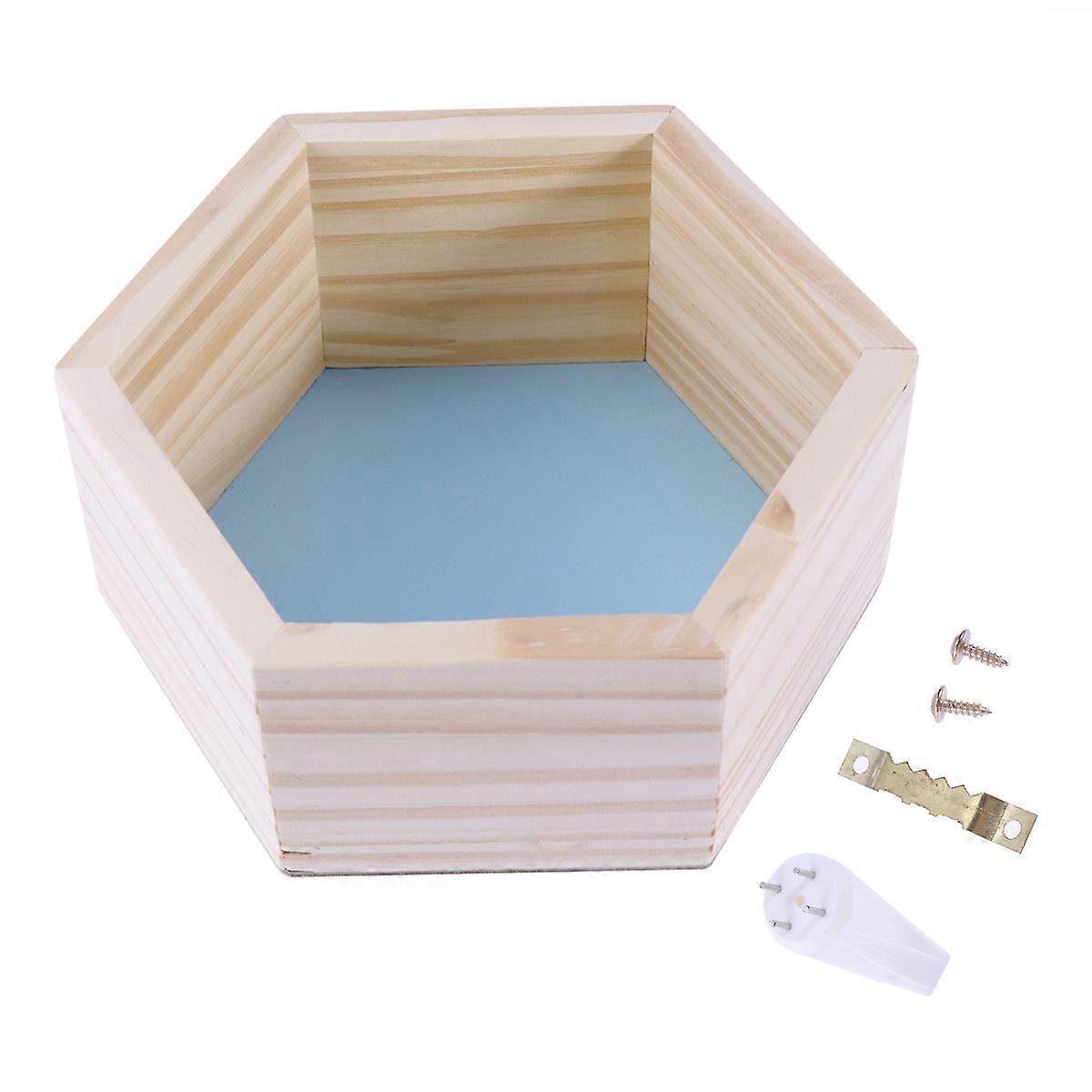 Hexagonal Wood Rack Wall-Mounted for Decoration Blue Solid Wood