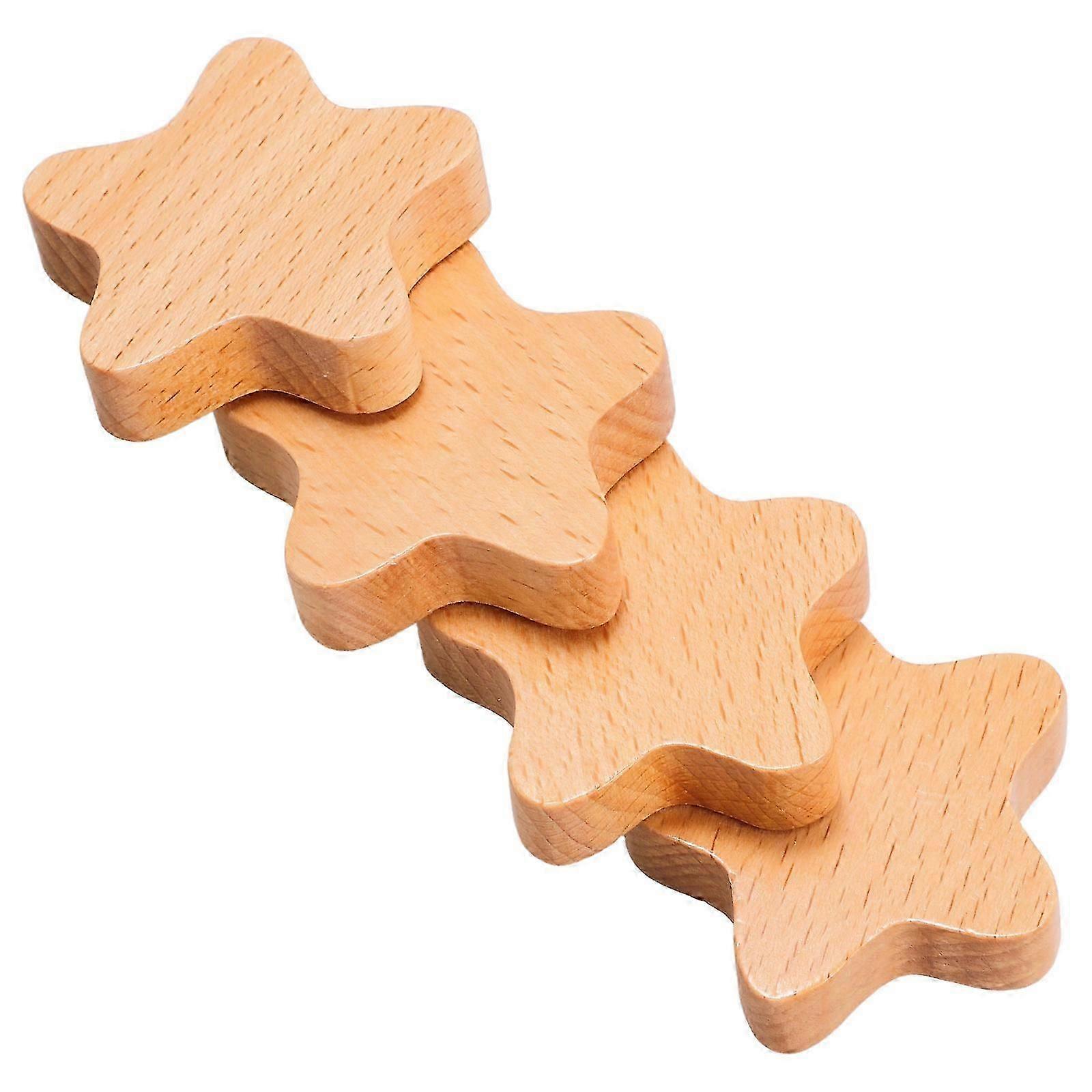 Cabinet Knobs Wooden Knob for Decorating 4Pcs Creative Beige Drawer Handles