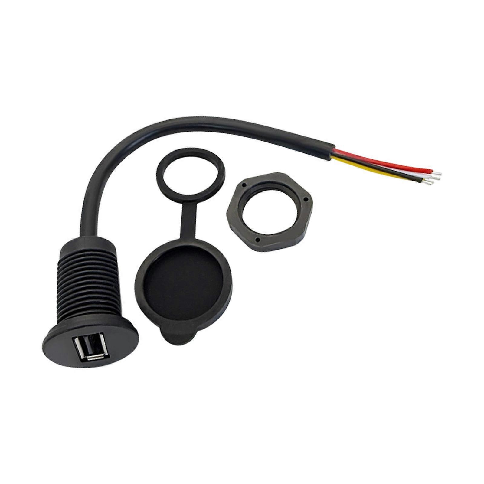 Embedded Mount USB Female Adapters with Copper Cable Suitable for Dashboards Control Panel Fast Charging Data Transfer Multicolor