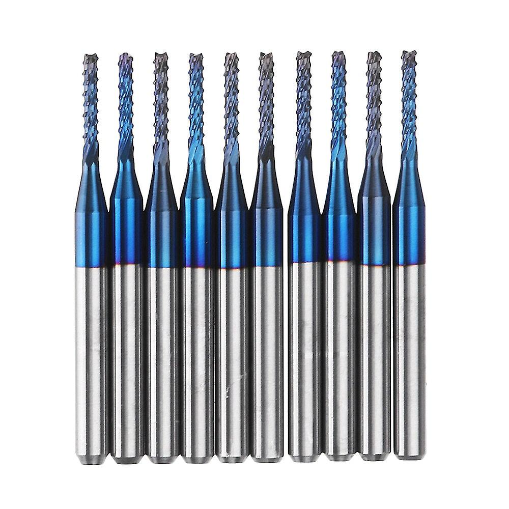 10Pcs 1.7-2.0mm Blue Naco Coated Pcb Bit Carbide Engraving Milling Cutter For Cnc Tool Rotary Burrs