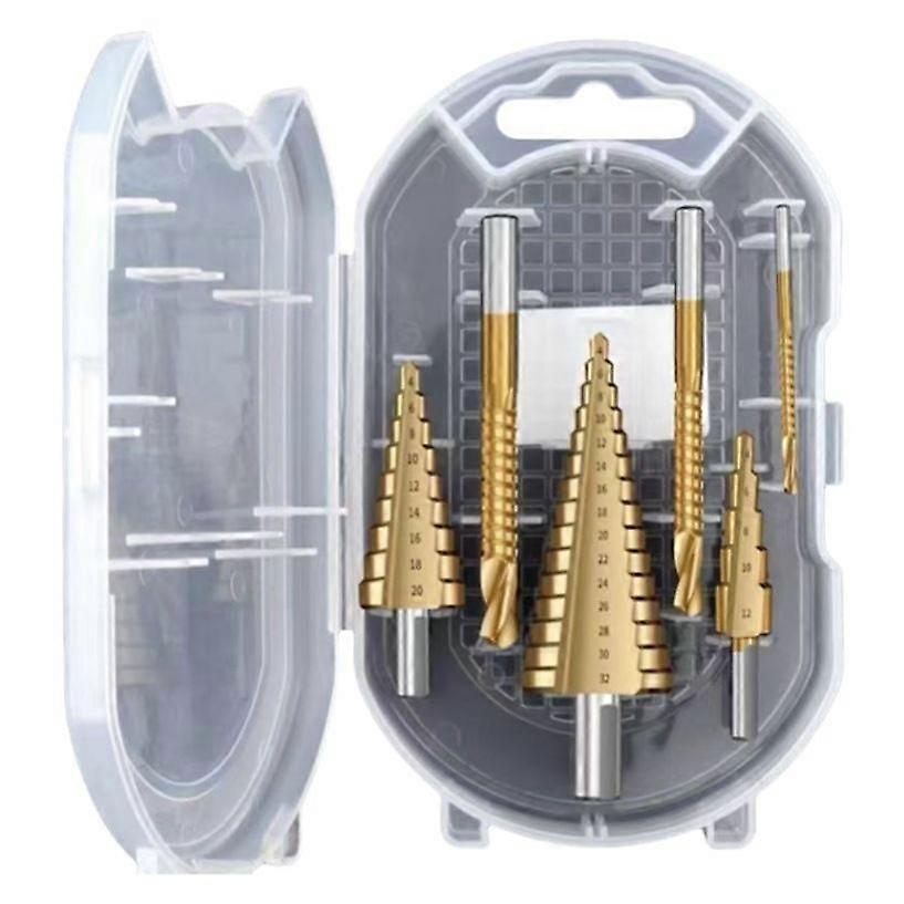 6Pcs Titanium Step Drill Bit Set with Triangular Shank in White Case