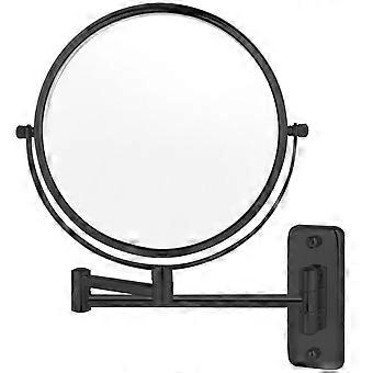 8 Inch Wall Mounted Makeup Mirror with 10X Magnification and 360° Swivel Arm in Matte Black
